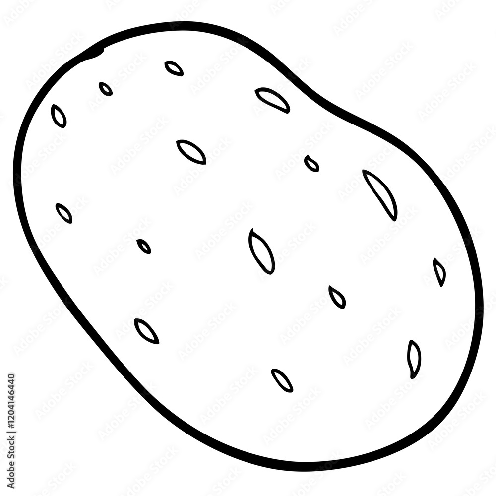 Elegant Potato Line Art Illustration