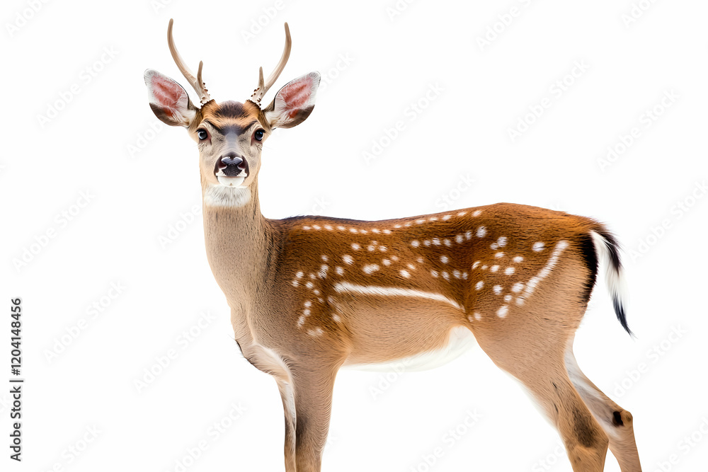 Obraz premium Deer standing gracefully, white background