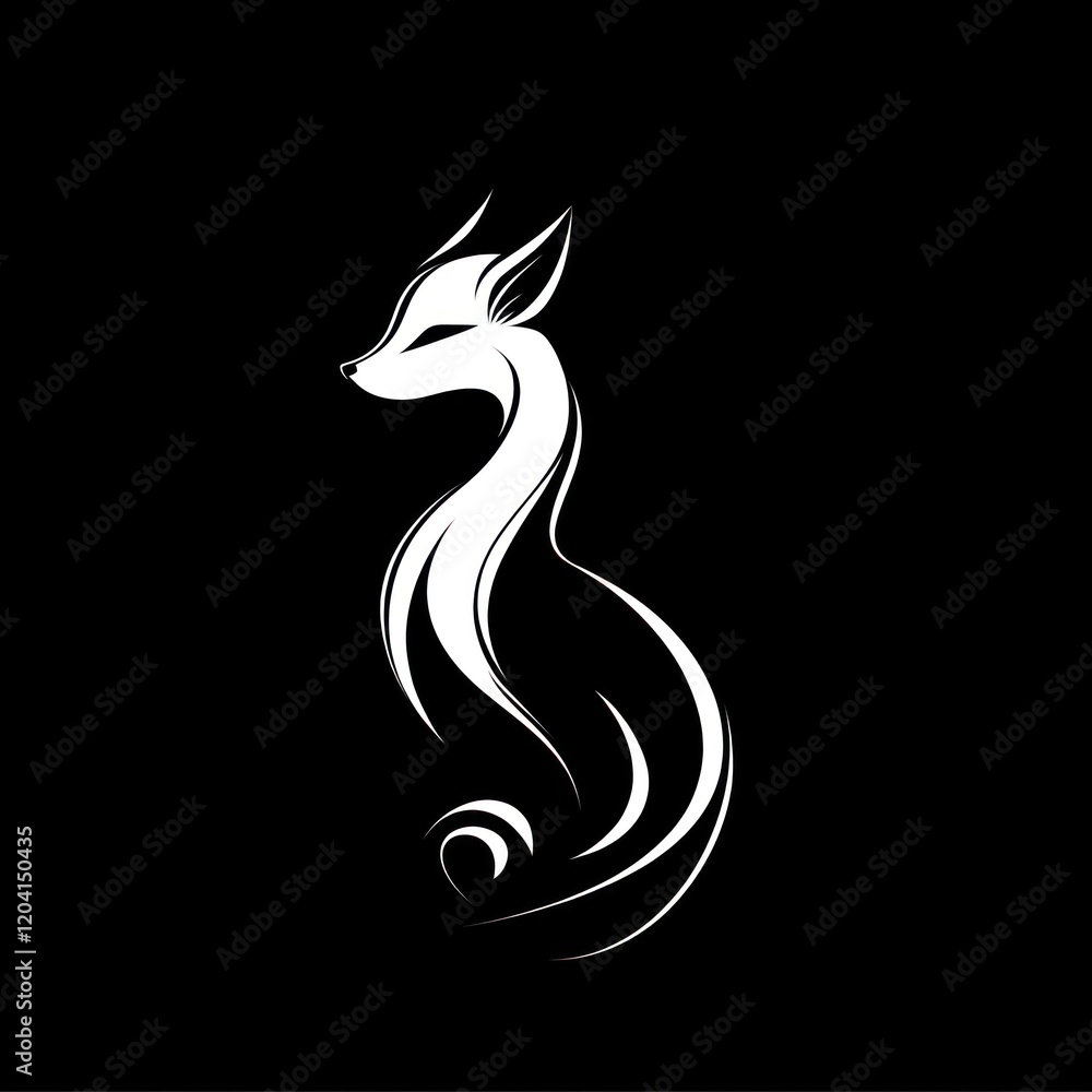 Fototapeta premium Elegant fox silhouette design on black background