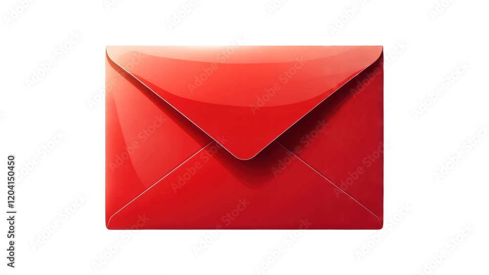 Bright Red Envelope - Symbol of Communication, Love, and Special Occasions, isolated on transparent background, White background. Bright Red Envelope - Symbol of Communication, Love, and Special Occasions, isolated on transparent background, White background.