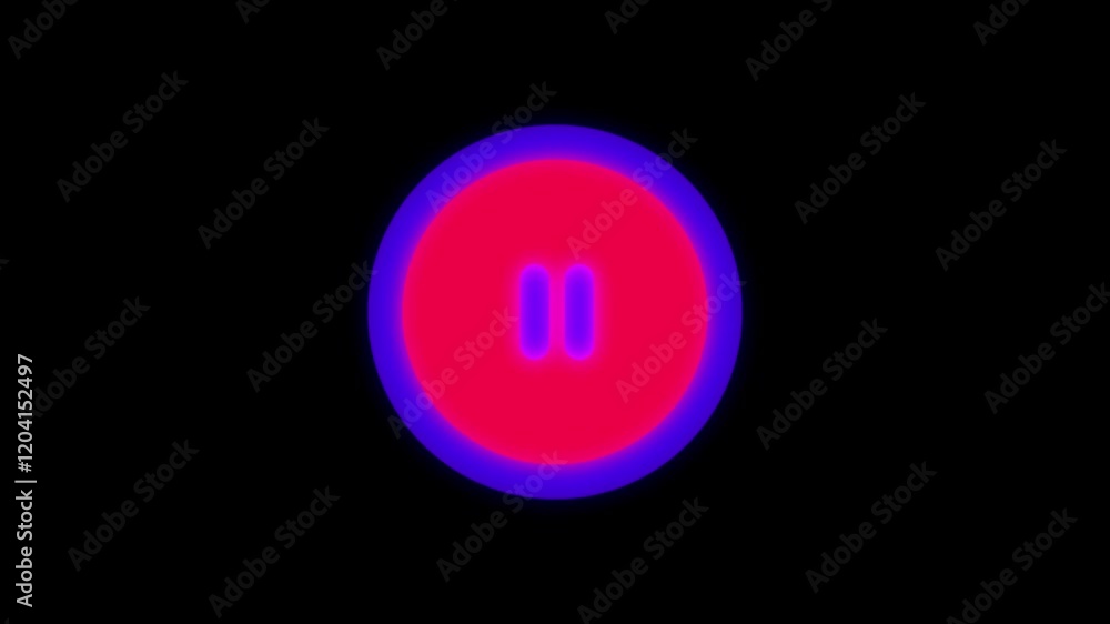 Play button icon with circle animation on a black background. Play button icon with circle animation on a black background.