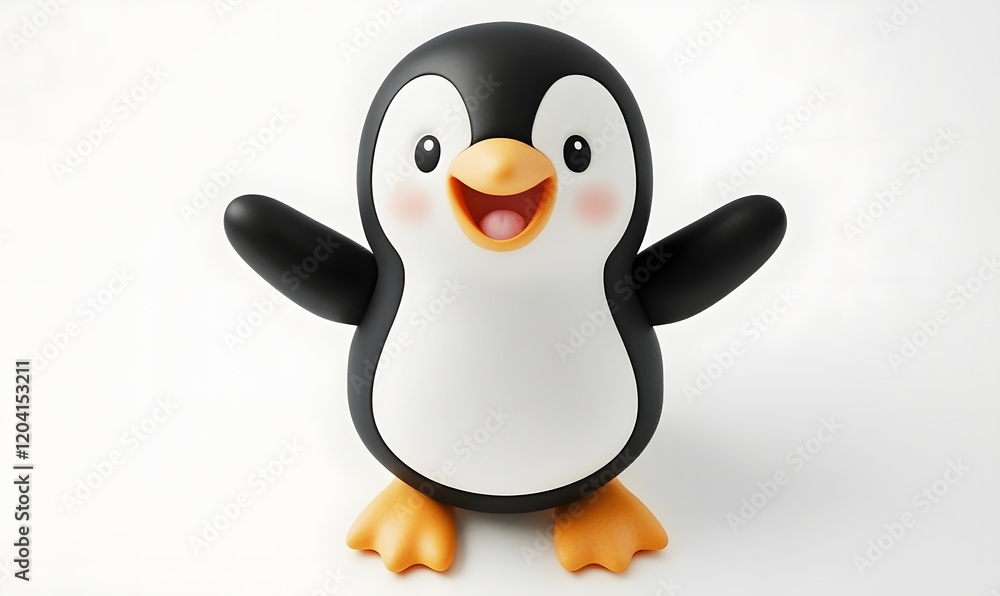 Fototapeta premium Happy cartoon penguin with arms outstretched. (1)