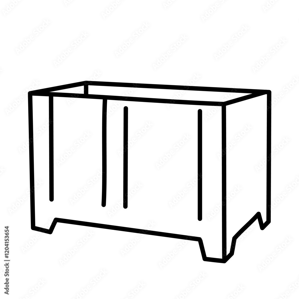 Large plastic container line icon in flat style. Ibox symbol on white background. Big box package for food and different products sign. Vector illustration for graphic design, Web, UI, mobile app. Large plastic container line icon in flat style. Ibox symbol on white background. Big box package for food and different products sign. Vector illustration for graphic design, Web, UI, mobile app.