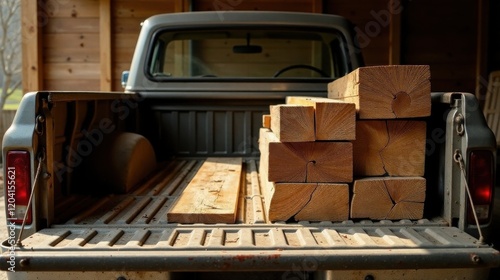 Wallpaper Mural Rustic Pickup Truck Bed Filled with Stacked Lumber Beams for Construction Project Torontodigital.ca