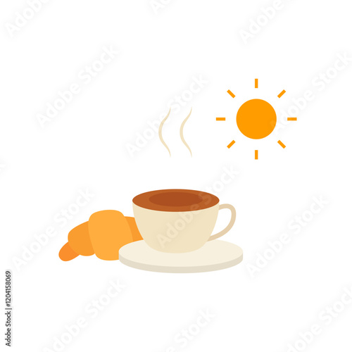coffee and croissant breakfast illustration
