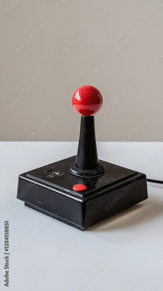 Retro black joystick with red button Retro black joystick with red button