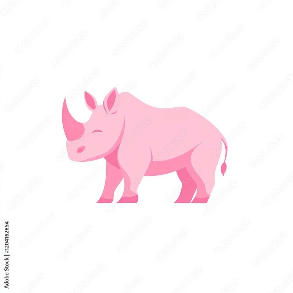 Fototapeta premium Pink rhino cartoon graphic illustration, kids' book
