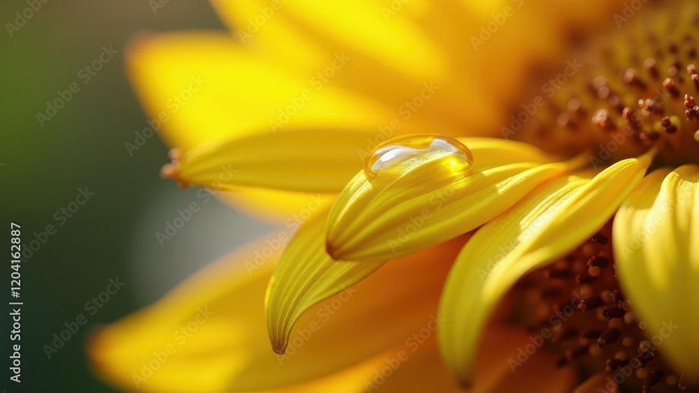 Obraz premium Close-Up of a Bright Sunflower With Dewdrops at Sunrise