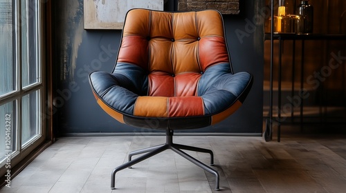 Industrial King Chair with a Blend of Steel and Leather for a Modern Look photo