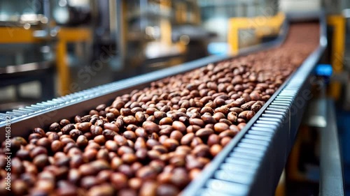Wallpaper Mural Automated nut conveyor system in modern factory processing hazelnuts efficiently Torontodigital.ca