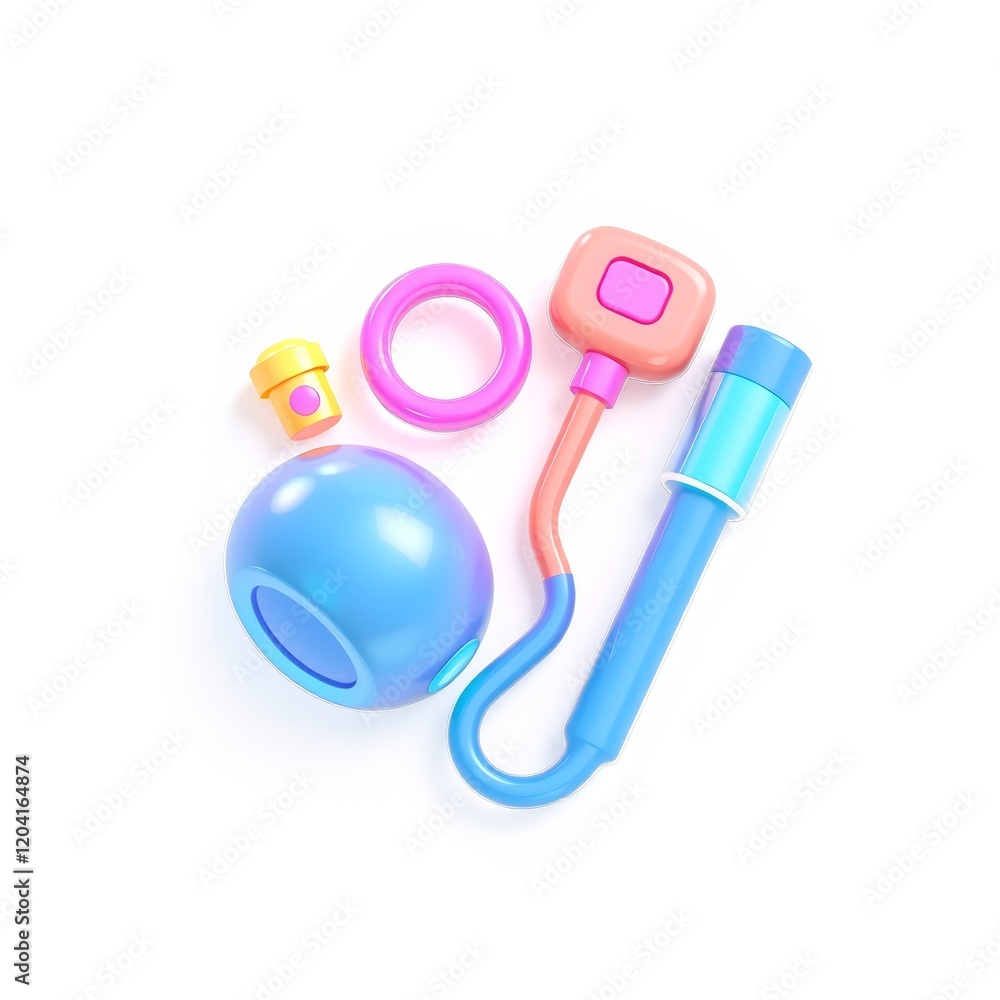 Colorful toy objects on white background Colorful toy objects on white background