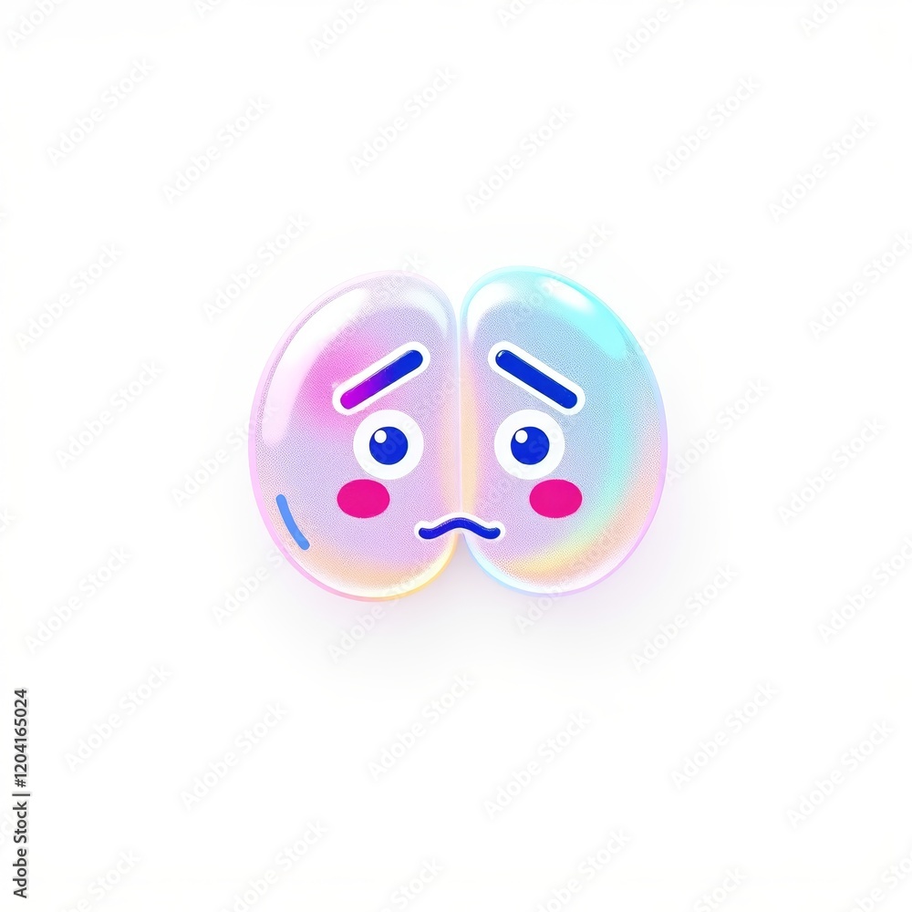 Fototapeta premium Sad cartoon bean character on white background