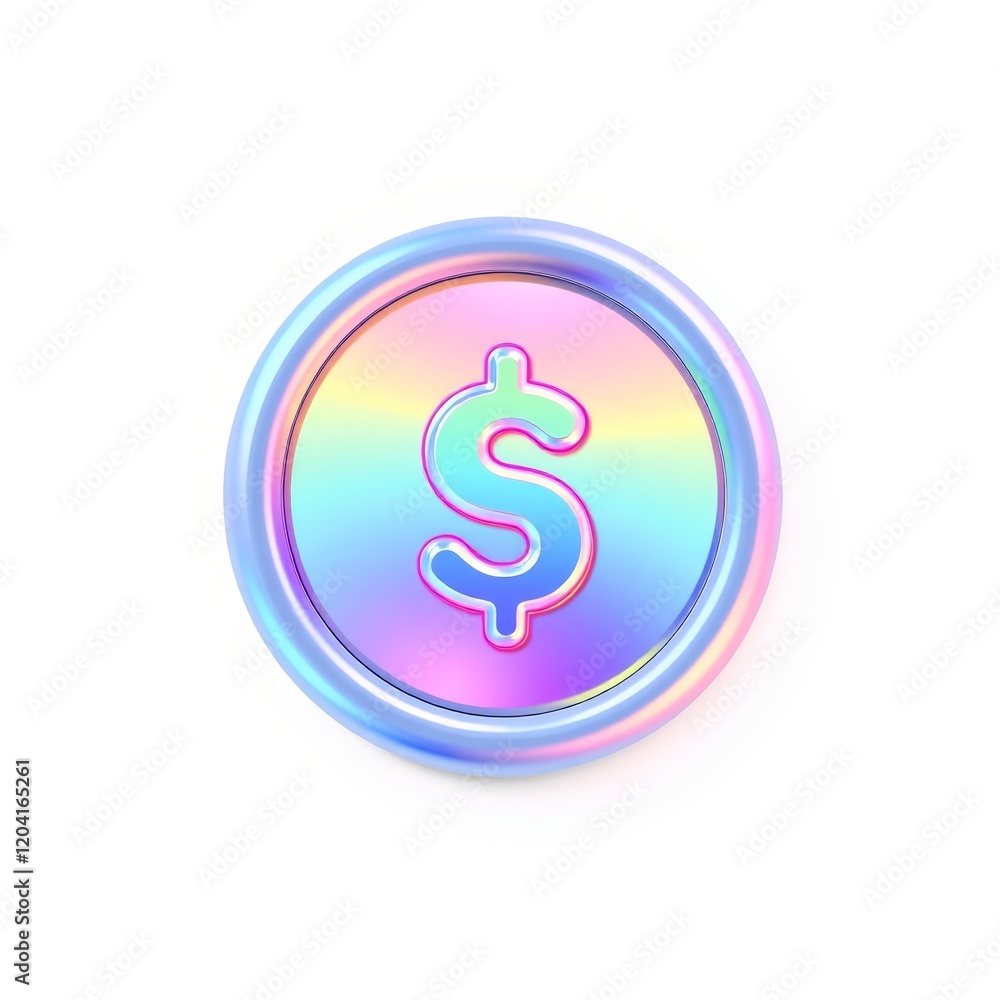 Rainbow dollar sign coin icon on white background Rainbow dollar sign coin icon on white background