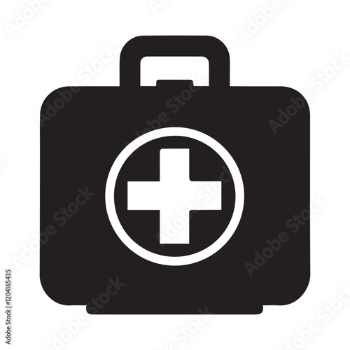 Hospital and medical health care First Aid Kit icon silhouette vector illustration