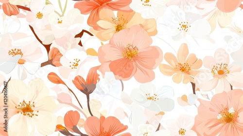 Wallpaper Mural Delicate wildflower pattern in soft muted colors, intricate design, perfect for textiles, wallpapers, and elegant decor applications Torontodigital.ca