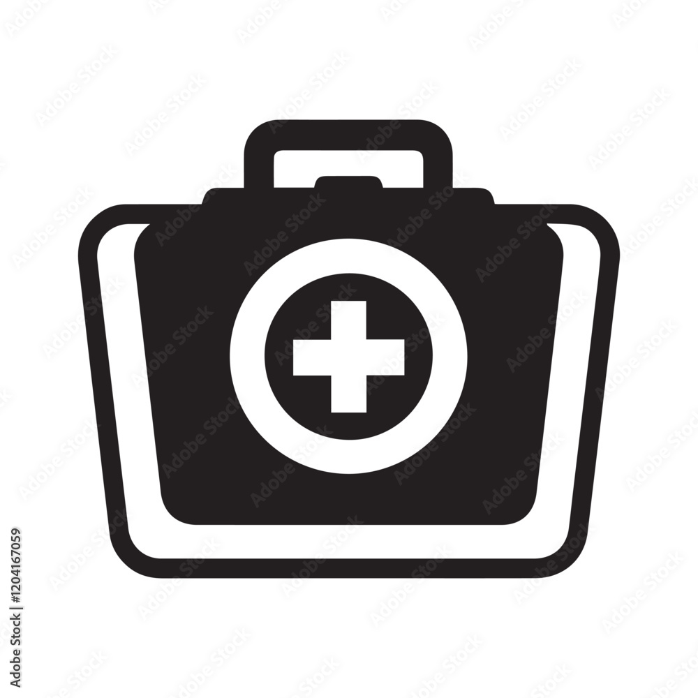 Hospital and medical health care First Aid Kit icon silhouette vector illustration Hospital and medical health care First Aid Kit icon silhouette vector illustration