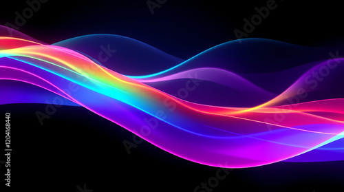 Wallpaper Mural Abstract Motion Blur Neon Waves with Glowing Lines Torontodigital.ca