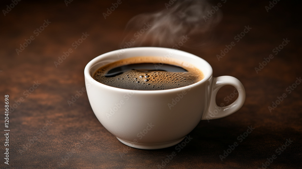 Fototapeta premium Warm coffee cup with steam rising on a rustic wooden table in a cozy setting