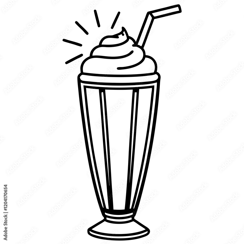 Minimalist Milkshake Line Art Illustration Minimalist Milkshake Line Art Illustration