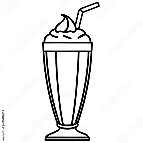 Minimalist Milkshake Line Art Illustration