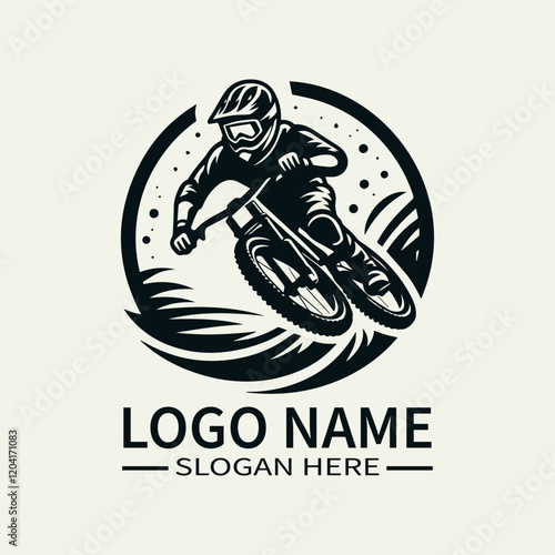 Downhill Mountain Biker Logo Design, Extreme Sports Logo, Mountain Biking Logo, Adventure Sports Logo, Speed and Adrenaline Logo