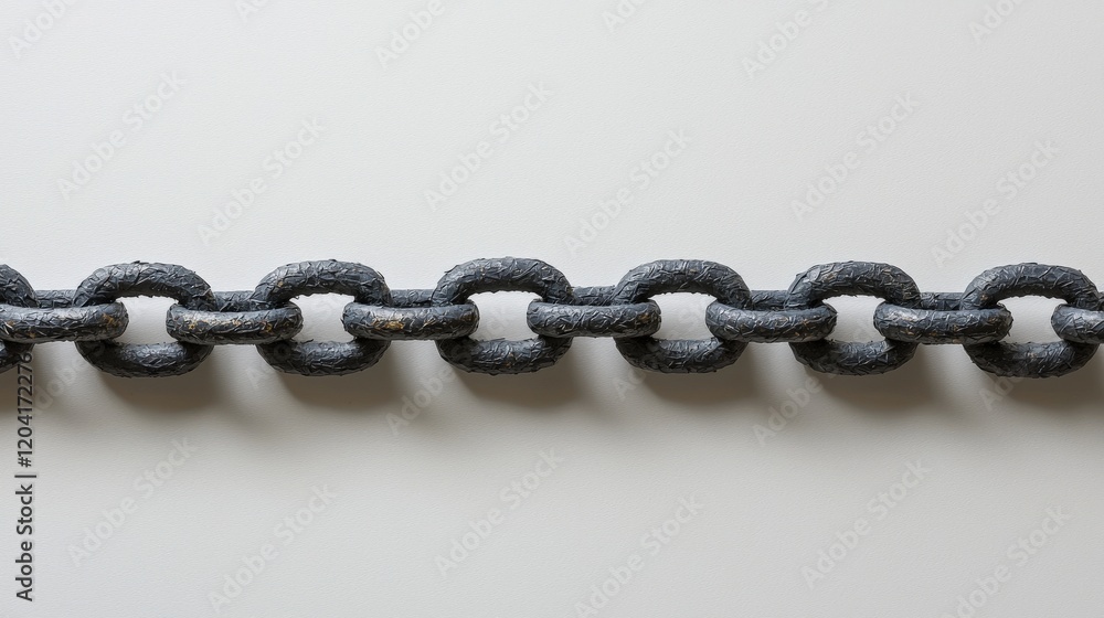 Fototapeta premium Simple Paper Cutout Chain of Interlinked Paperclips on a Light Background