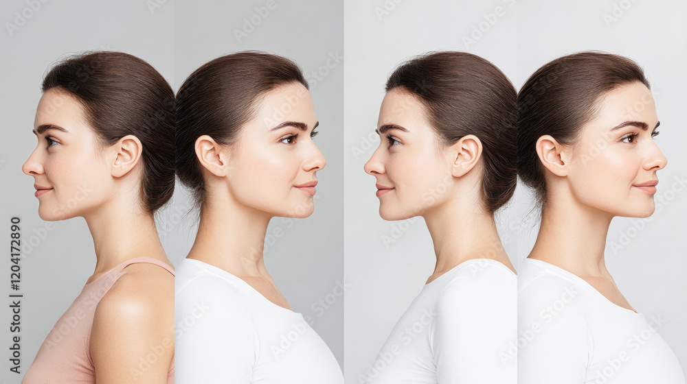 Two women are shown in profile, showcasing different hairstyles and skin tones against a neutral background. Two women are shown in profile, showcasing different hairstyles and skin tones against a neutral background.