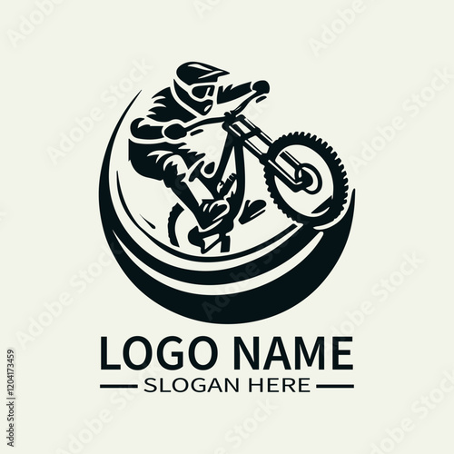 Downhill Mountain Biker Logo Design, Extreme Sports Logo, Mountain Biking Logo, Adventure Sports Logo, Speed and Adrenaline Logo