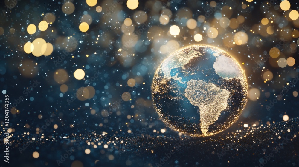 Glowing Earth on bokeh background. Glowing Earth on bokeh background.