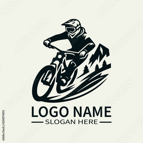 Downhill Mountain Biker Logo Design, Extreme Sports Logo, Mountain Biking Logo, Adventure Sports Logo, Speed and Adrenaline Logo