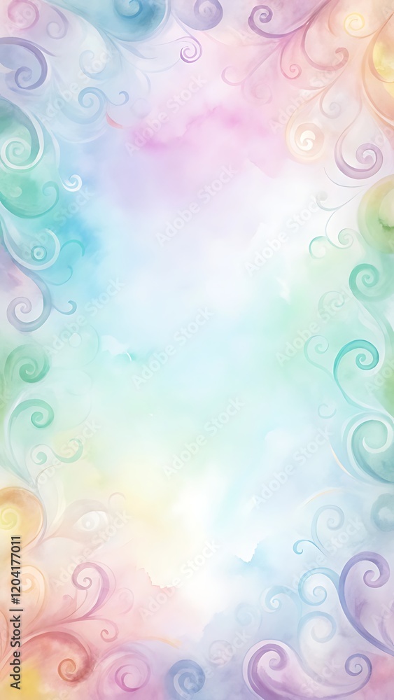 Pastel Swirls in Watercolor Style Painting Pastel Swirls in Watercolor Style Painting