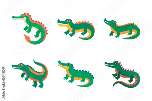 Cute Alligator Bundle With playful expressions and delightful designs, these alligators bring a fun and whimsical touch to any design. Ideal for children's books.