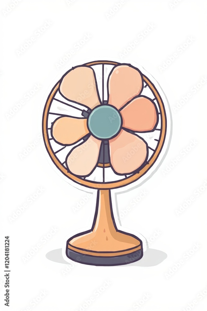 a cartoon fan with four colored blades on a white background a cartoon fan with four colored blades on a white background