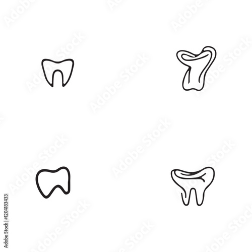  tooth icons logo silhouette vector art illustration