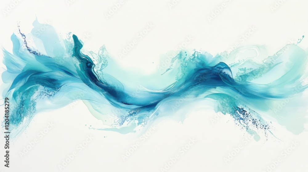 Fototapeta premium Turquoise abstract watercolor splash design