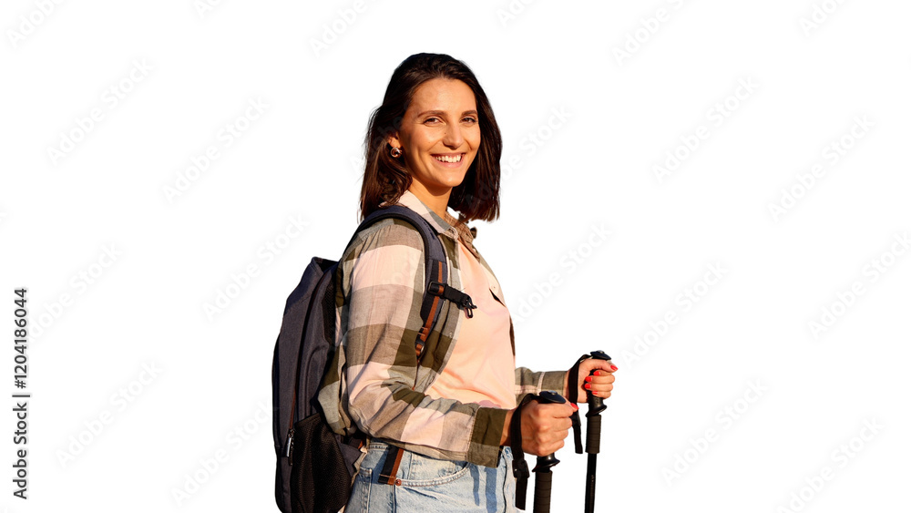 Beautiful girl enjoying the adventure of a mountain hike Beautiful girl enjoying the adventure of a mountain hike