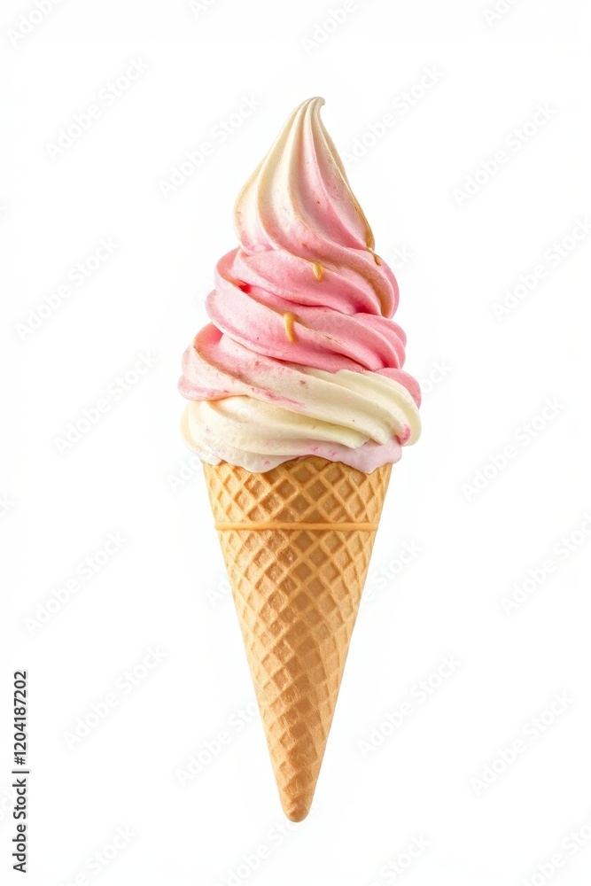 there is a pink and white ice cream cone with a cone of pink and white icing there is a pink and white ice cream cone with a cone of pink and white icing