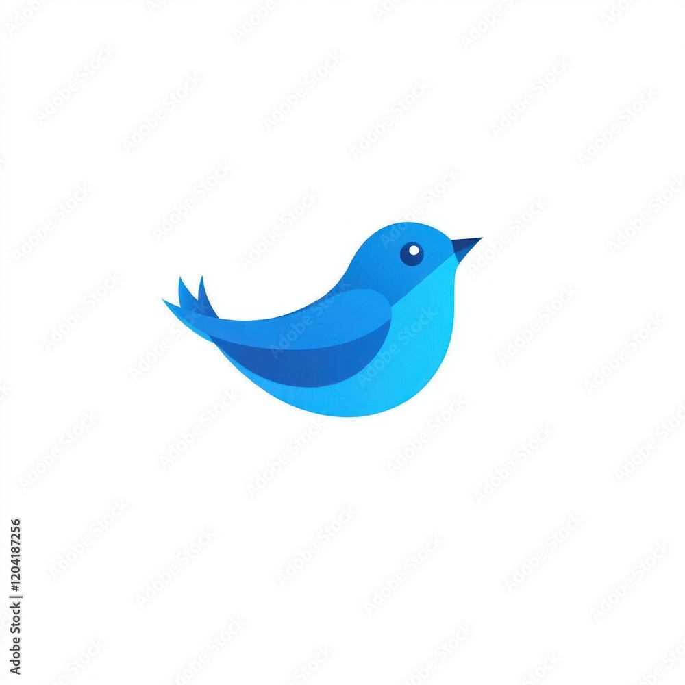 Simple blue bird graphic, flat style, isolated background, digital art, possible use for social media icon Simple blue bird graphic, flat style, isolated background, digital art, possible use for social media icon
