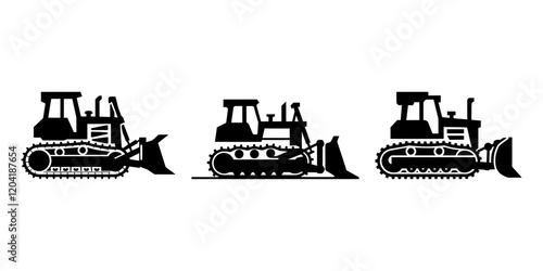 Powerful Bulldozer Silhouette for Constraction