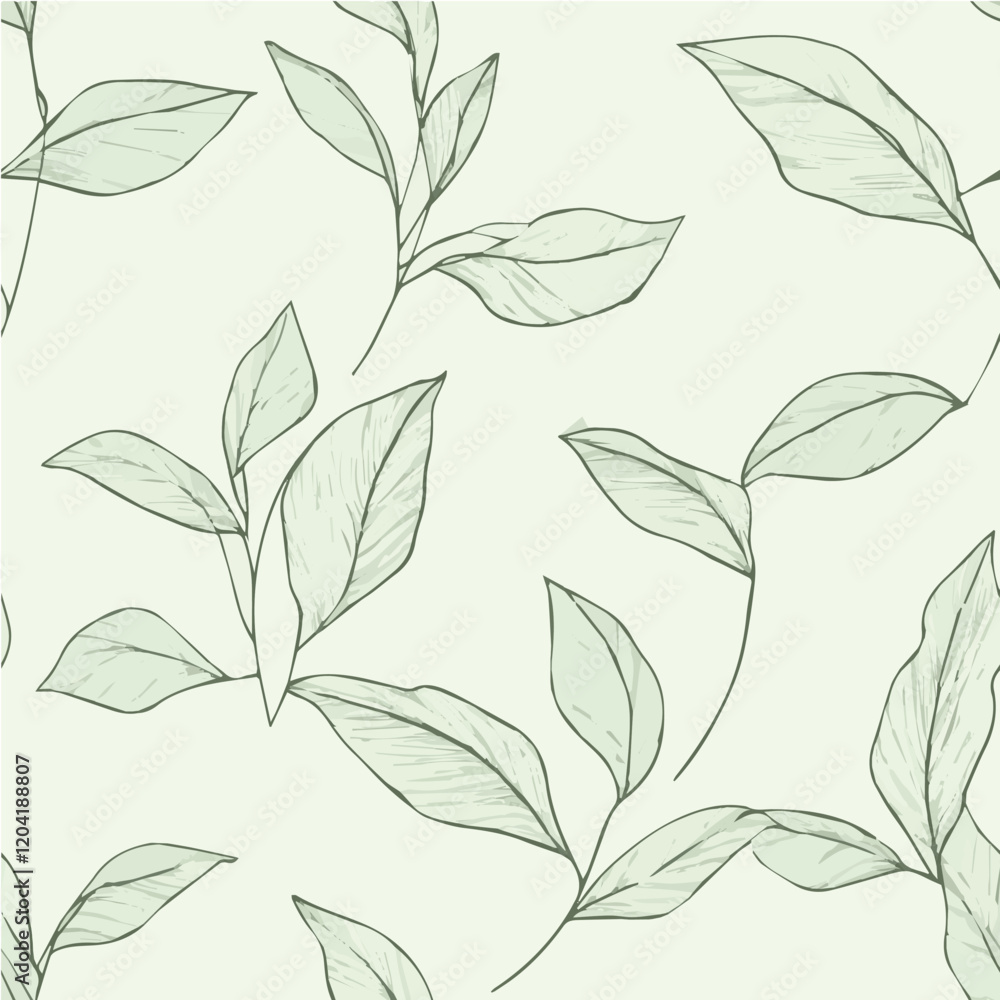 Vector of Seamless Handdrawn Leaves Pattern Vector of Seamless Handdrawn Leaves Pattern