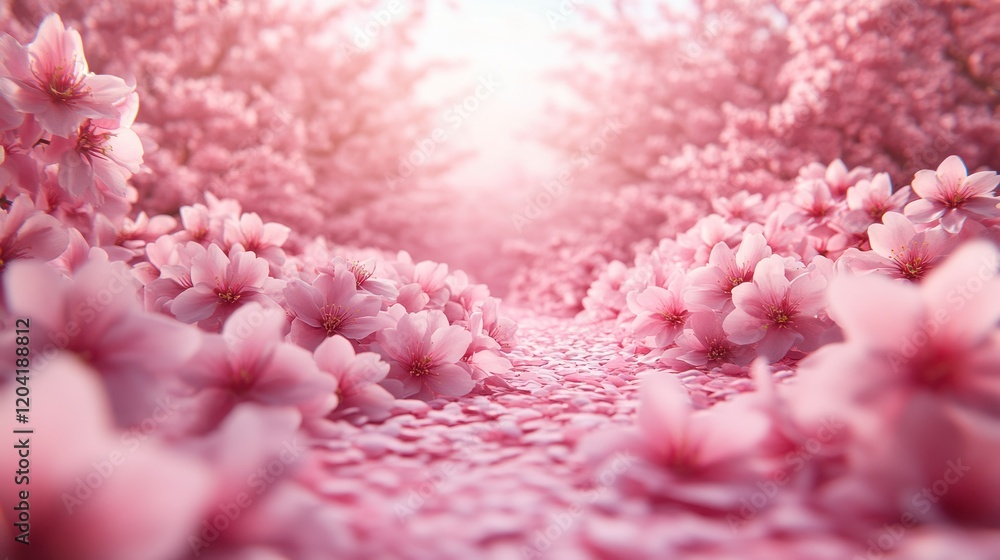 Pink cherry blossom path. Pink cherry blossom path.