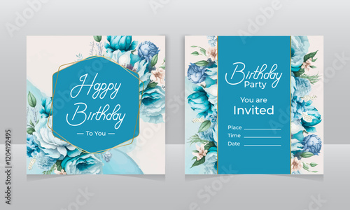 Фотография Watercolor Style Birthday flowers square wish card