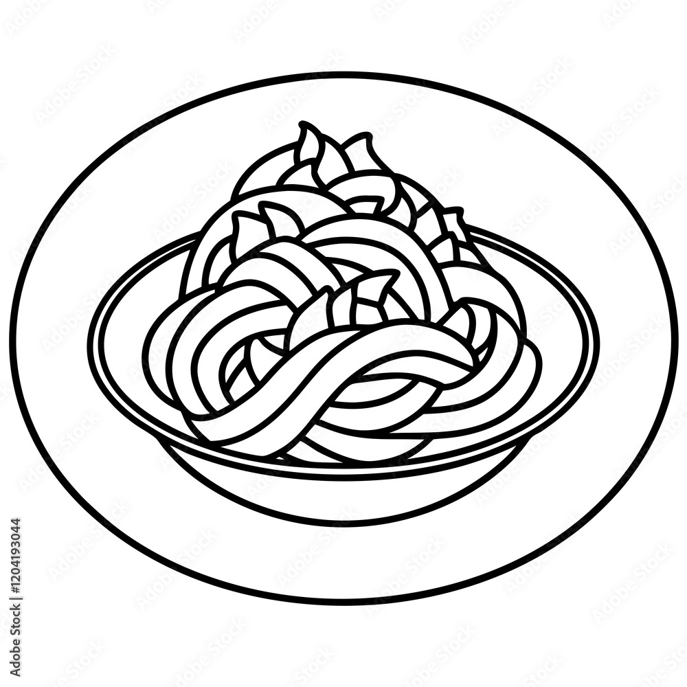Minimalist Spaghetti Plate Line Art Design Minimalist Spaghetti Plate Line Art Design