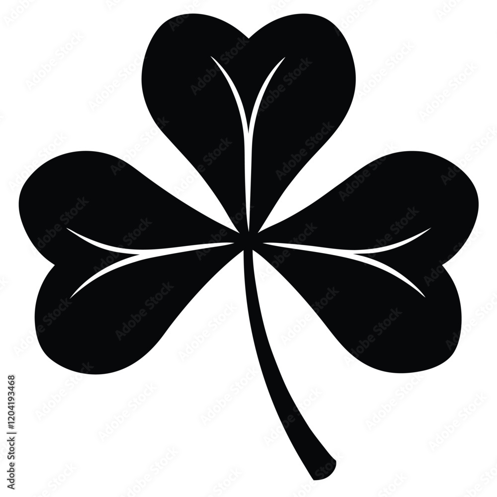Fototapeta premium Simple Clover Leaf Outline Shamrock Design for St. Patrick's Day