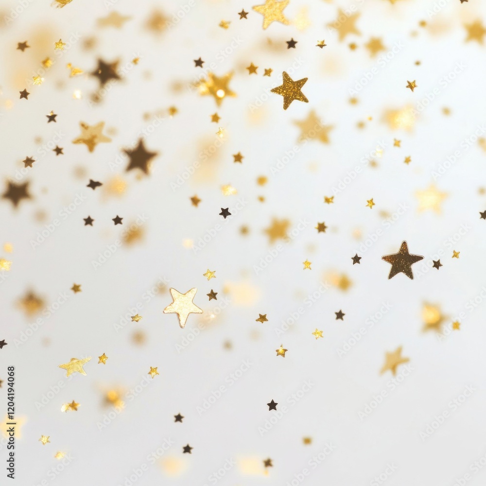 Obraz premium Whimsical gold stars on white background