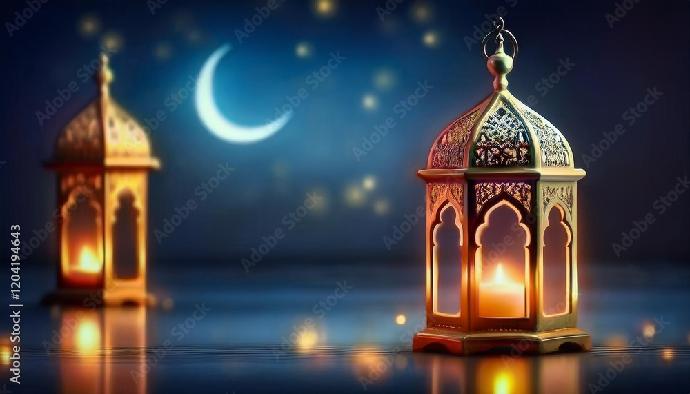 Beautifully Illuminated Mosque with Golden Domes and Minarets Under a Starry Night Sky with Hanging Lights Beautifully Illuminated Mosque with Golden Domes and Minarets Under a Starry Night Sky with Hanging Lights
