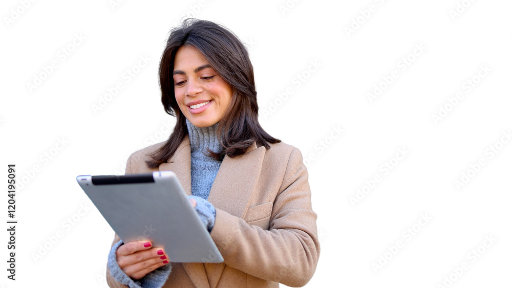 Female entrepreneur managing tasks on her tablet Female entrepreneur managing tasks on her tablet