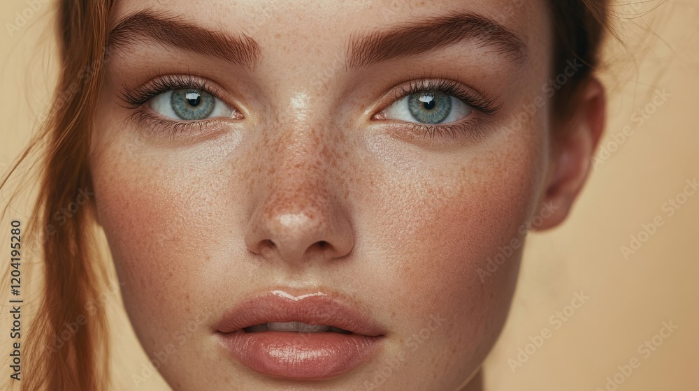 Beautiful young Woman model with clean fresh skin on beige background, Facial care, Cosmetology, beauty and spa, . Close-up of woman with clean skin posing, in studio background. Beautiful young Woman model with clean fresh skin on beige background, Facial care, Cosmetology, beauty and spa, . Close-up of woman with clean skin posing, in studio background.