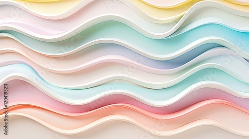 Soft Pastel Waves of Paper Creating an Elegant Background Texture photo