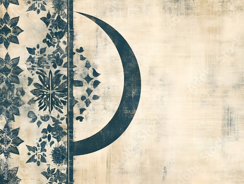 Abstract Floral Design With Crescent Moon Element photo